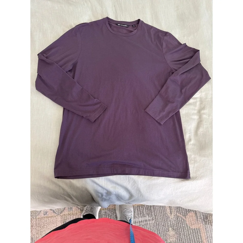 TravisMathew The Crew Long Sleeve Performance Golf Shirt Purple Men XL
